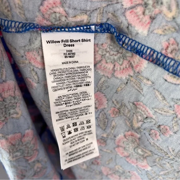 Boden Willow Frill Short Shirt Dress Sz 6P Garden Party Boho Casual Flower NWOT - Picture 10 of 11